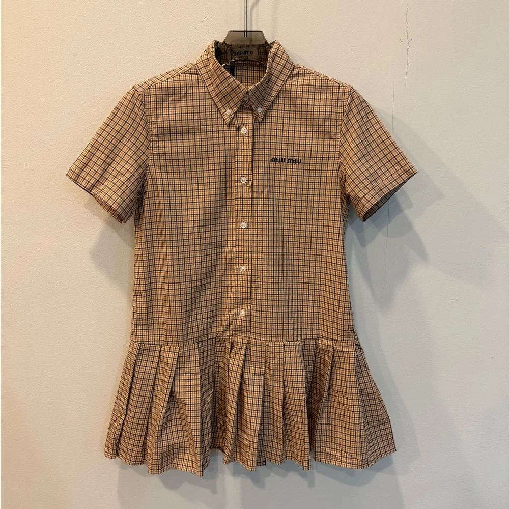 Miu Miu Plaid Dress in Brown and Black - Picture 1 of 6